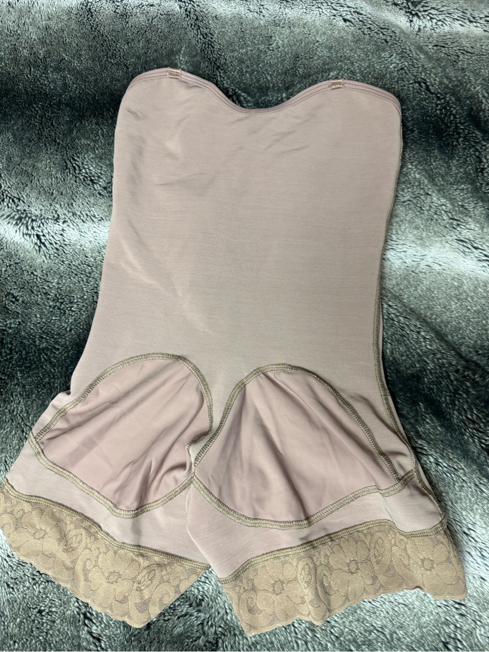 Columbian Faja- Strapless Shapewear Bodysuit with Lace Trim - Dusty Rose